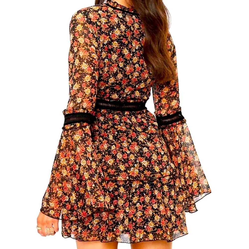 ❤️ NASTY GAL ❤️ COLLECTION FLORAL BABY DOLL MINI DRESS . - Picture 8 of 9